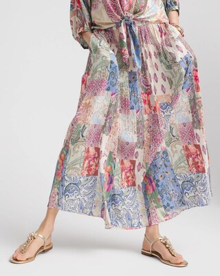 Coral Paisley Chiffon Maxi Skirt - Plus main image 0